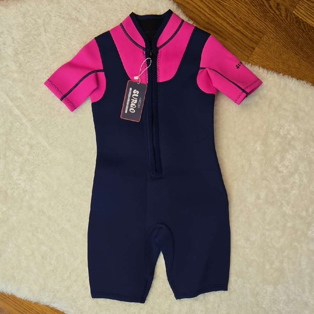 Surqo Pink/Navy Wet Suit, Girls 8, New With Tags